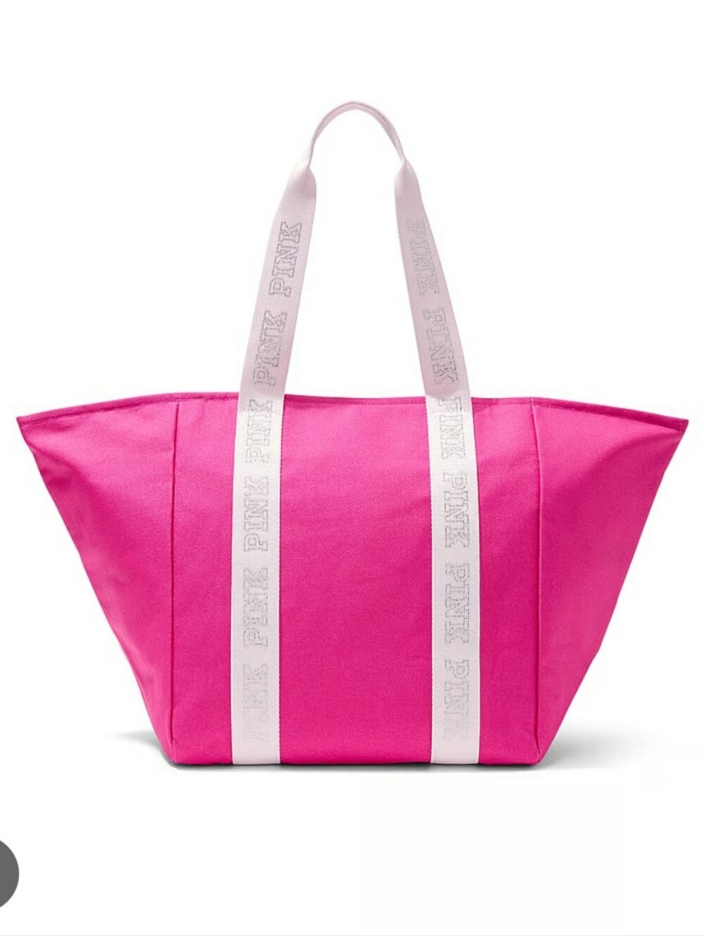NEW PINK CANVAS TOTE BAG RHINESTONE VICTORIA'S SECRET